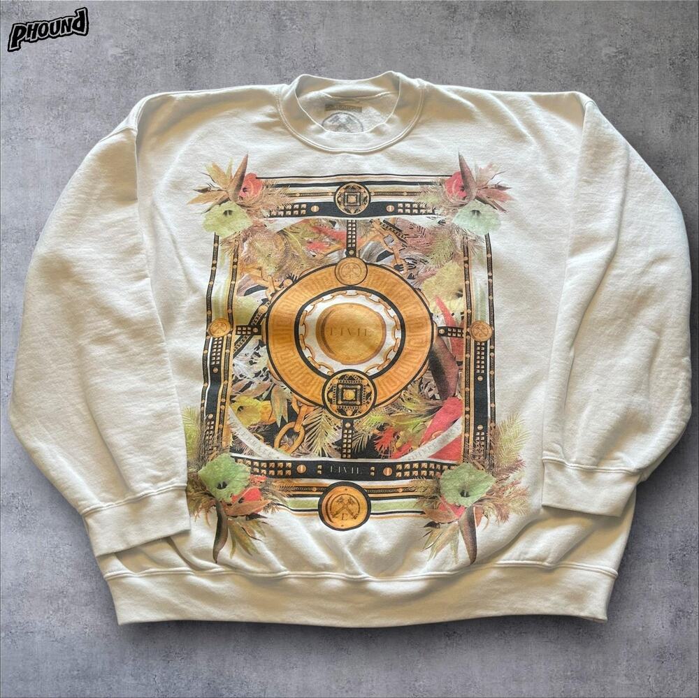 Civil Sweatshirt Mens Large Ornate Medallion Floral Graphic Fleece Crewneck